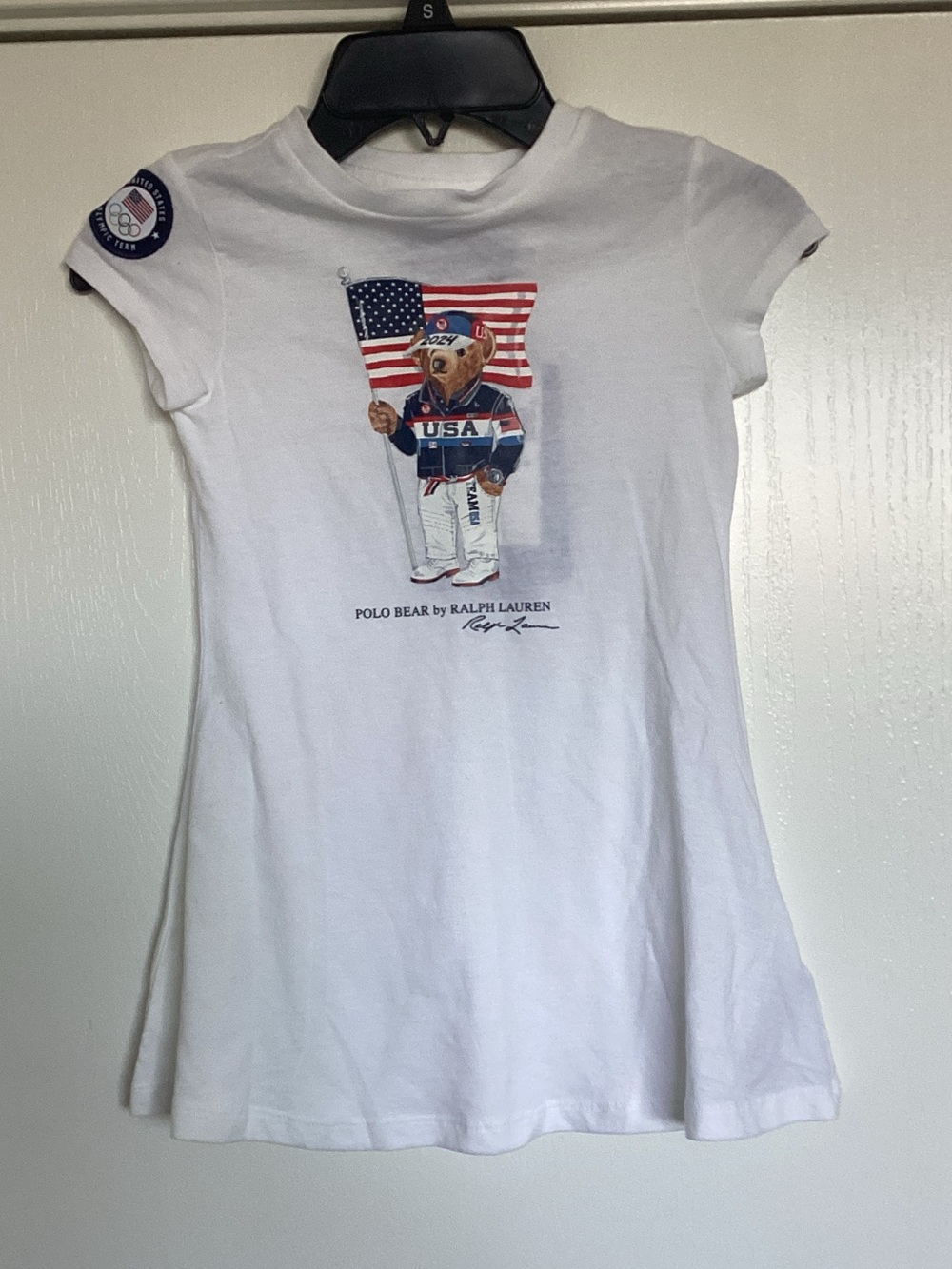 Ralph Lauren White Kids Polo Bear USA Flag Dress